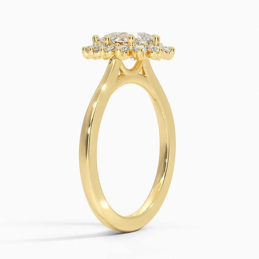 1,30 Karat Damla Halo Tasarım Tektaş Laboratuvar Pırlanta Yüzük 18K -Vespera - Bold Diamonds