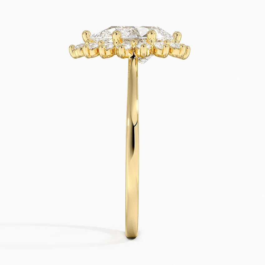 1,30 Karat Damla Halo Tasarım Tektaş Laboratuvar Pırlanta Yüzük 18K -Vespera - Bold Diamonds