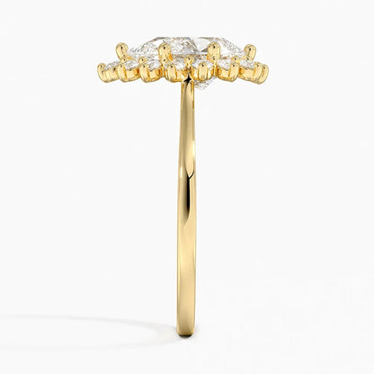 1,30 Karat Damla Halo Tasarım Tektaş Laboratuvar Pırlanta Yüzük 18K -Vespera - Bold Diamonds