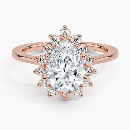 1,30 Karat Damla Halo Tasarım Tektaş Laboratuvar Pırlanta Yüzük 18K -Vespera - Bold Diamonds
