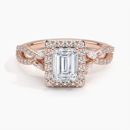 1.30 Karat Emerald Halo Tasarım Tektaş Laboratuvar Pırlanta Yüzük 18K -Coronae - Bold Diamonds