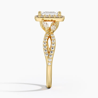 1.30 Karat Emerald Halo Tasarım Tektaş Laboratuvar Pırlanta Yüzük 18K -Coronae - Bold Diamonds