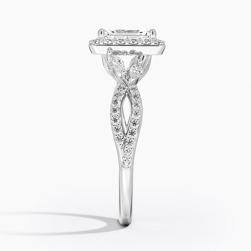 1.30 Karat Emerald Halo Tasarım Tektaş Laboratuvar Pırlanta Yüzük 18K -Coronae - Bold Diamonds