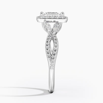 1.30 Karat Emerald Halo Tasarım Tektaş Laboratuvar Pırlanta Yüzük 18K -Coronae - Bold Diamonds