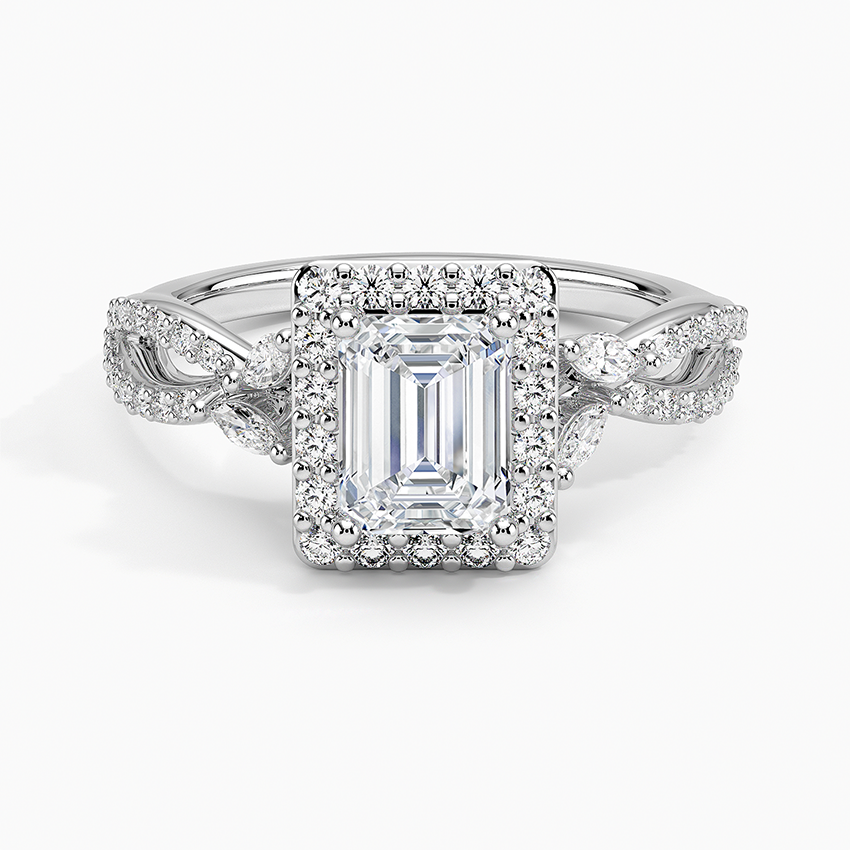 1.30 Karat Emerald Halo Tasarım Tektaş Laboratuvar Pırlanta Yüzük 18K -Coronae - Bold Diamonds