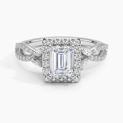 1.30 Karat Emerald Halo Tasarım Tektaş Laboratuvar Pırlanta Yüzük 18K -Coronae - Bold Diamonds