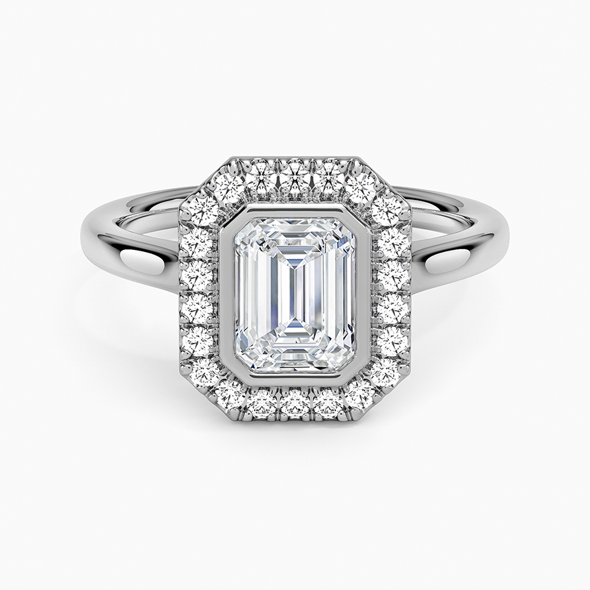 1,30 Karat Emerald Halo Tasarım Tektaş Laboratuvar Pırlanta Yüzük 18K - Eterna - Bold Diamonds