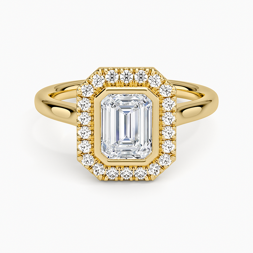 1,30 Karat Emerald Halo Tasarım Tektaş Laboratuvar Pırlanta Yüzük 18K - Eterna - Bold Diamonds