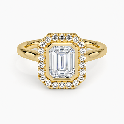 1,30 Karat Emerald Halo Tasarım Tektaş Laboratuvar Pırlanta Yüzük 18K - Eterna - Bold Diamonds