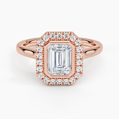 1,30 Karat Emerald Halo Tasarım Tektaş Laboratuvar Pırlanta Yüzük 18K - Eterna - Bold Diamonds