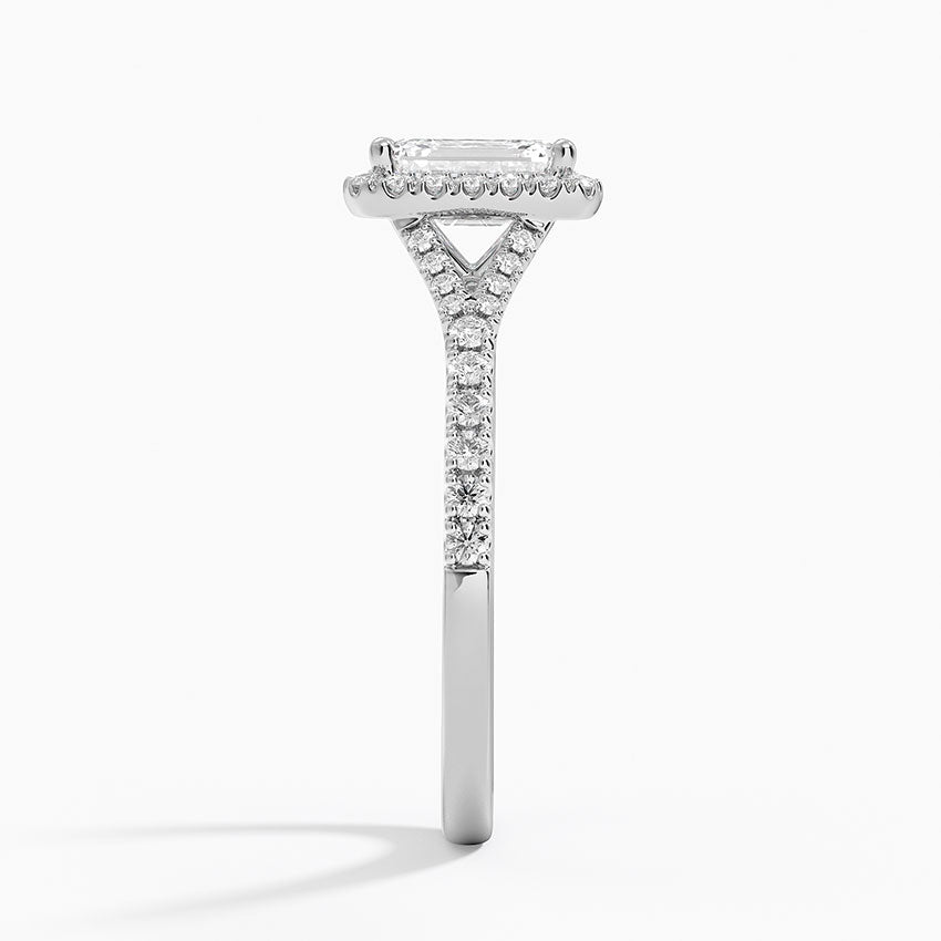 1,30 Karat Emerald Halo Tasarım Tektaş Laboratuvar Pırlanta Yüzük 18K -Novara - Bold Diamonds