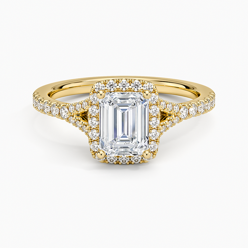 1,30 Karat Emerald Halo Tasarım Tektaş Laboratuvar Pırlanta Yüzük 18K -Novara - Bold Diamonds