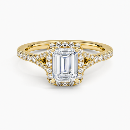 1,30 Karat Emerald Halo Tasarım Tektaş Laboratuvar Pırlanta Yüzük 18K -Novara - Bold Diamonds