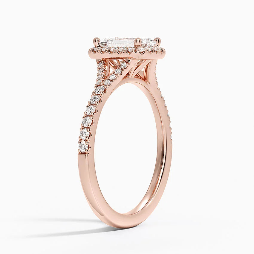 1,30 Karat Emerald Halo Tasarım Tektaş Laboratuvar Pırlanta Yüzük 18K -Novara - Bold Diamonds