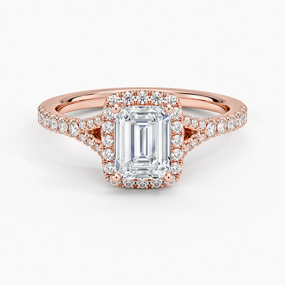 1,30 Karat Emerald Halo Tasarım Tektaş Laboratuvar Pırlanta Yüzük 18K -Novara - Bold Diamonds