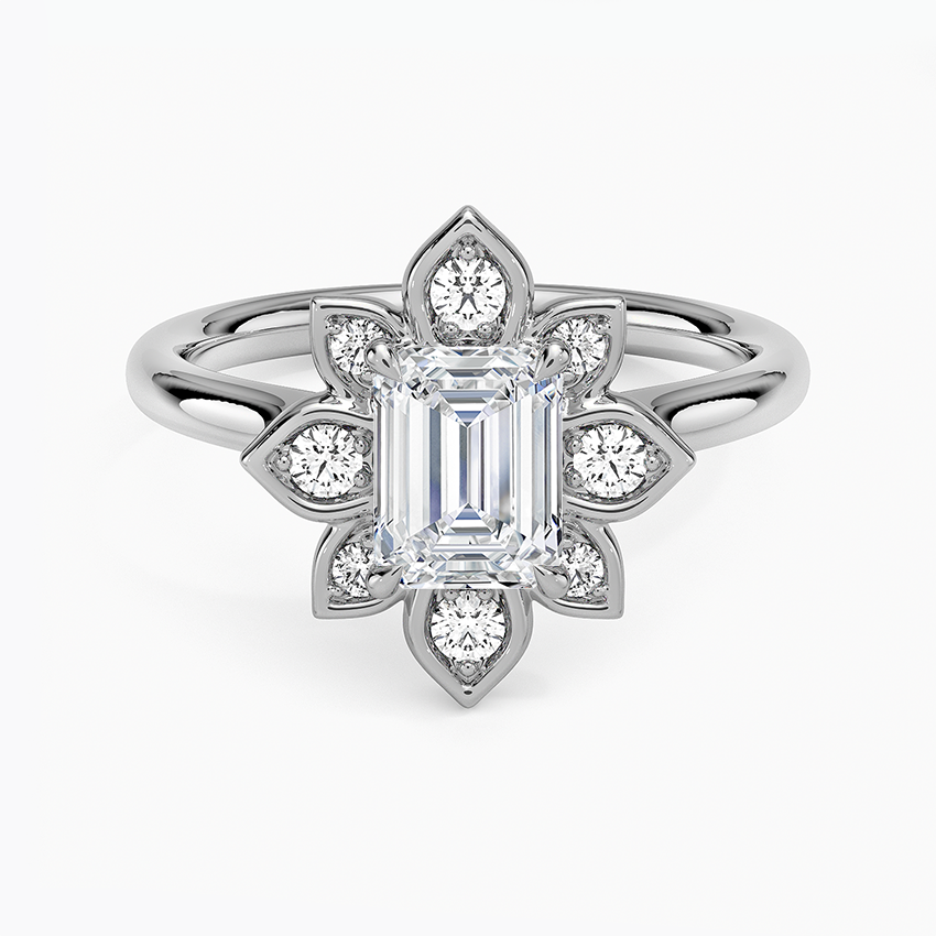 1,30 Karat Emerald Halo Tasarım Tektaş Laboratuvar Pırlanta Yüzük 18K - Solara - Bold Diamonds