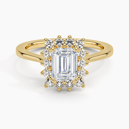 1,30 Karat Emerald Halo Tasarım Tektaş Laboratuvar Pırlanta Yüzük 18K - Vespera - Bold Diamonds