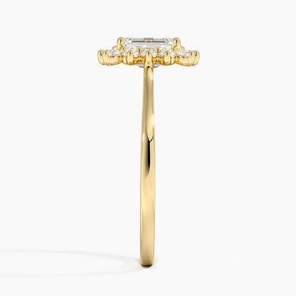 1,30 Karat Emerald Halo Tasarım Tektaş Laboratuvar Pırlanta Yüzük 18K - Vespera - Bold Diamonds