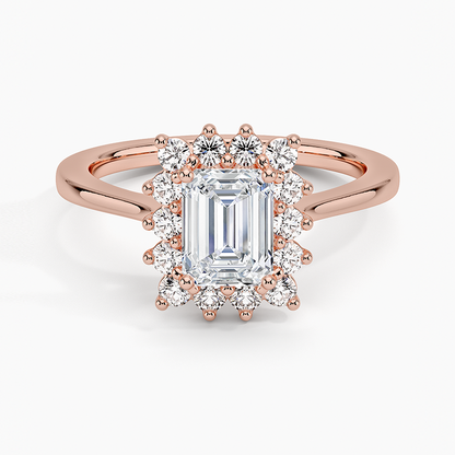1,30 Karat Emerald Halo Tasarım Tektaş Laboratuvar Pırlanta Yüzük 18K - Vespera - Bold Diamonds