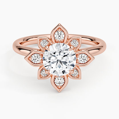 1,30 Karat Halo Tasarım Tektaş Laboratuvar Pırlanta Yüzük 18K - Solara - Bold Diamonds