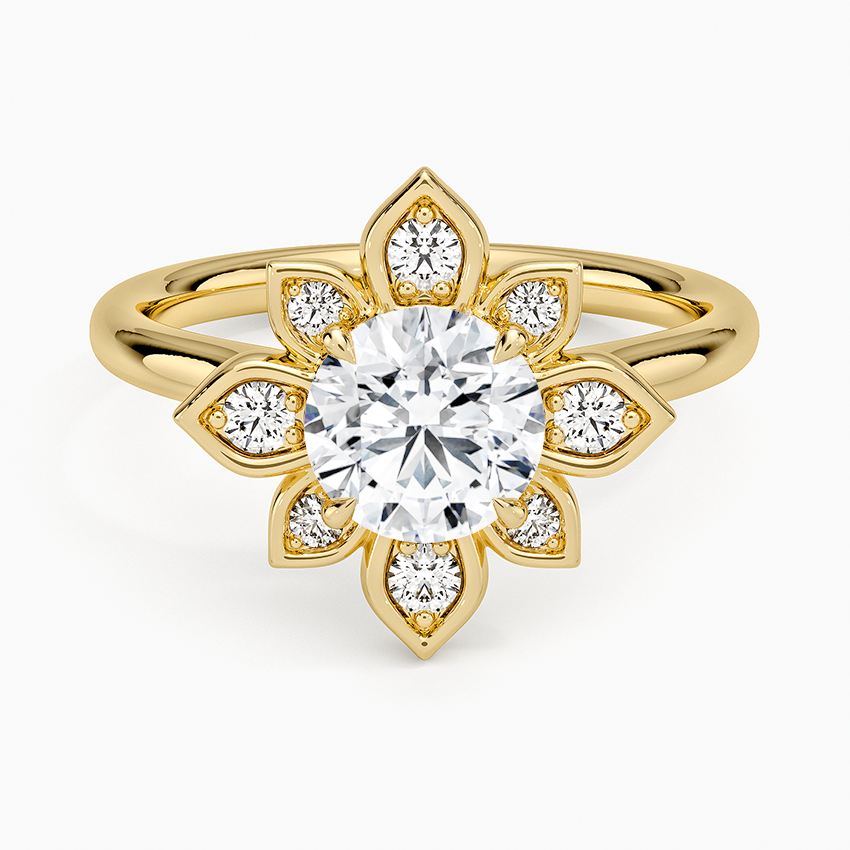 1,30 Karat Halo Tasarım Tektaş Laboratuvar Pırlanta Yüzük 18K - Solara - Bold Diamonds