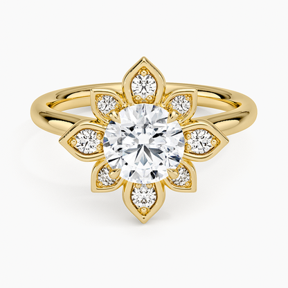 1,30 Karat Halo Tasarım Tektaş Laboratuvar Pırlanta Yüzük 18K - Solara - Bold Diamonds