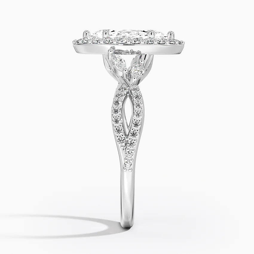 1.30 Karat Marquise Halo Tasarım Tektaş Laboratuvar Pırlanta Yüzük 18K -Coronae - Bold Diamonds