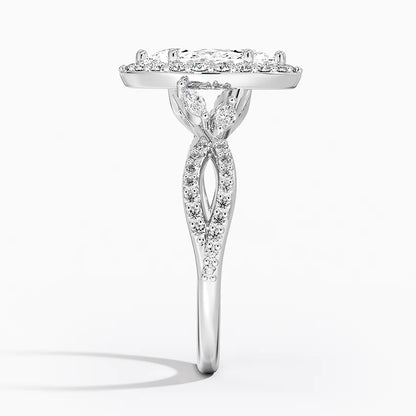 1.30 Karat Marquise Halo Tasarım Tektaş Laboratuvar Pırlanta Yüzük 18K -Coronae - Bold Diamonds