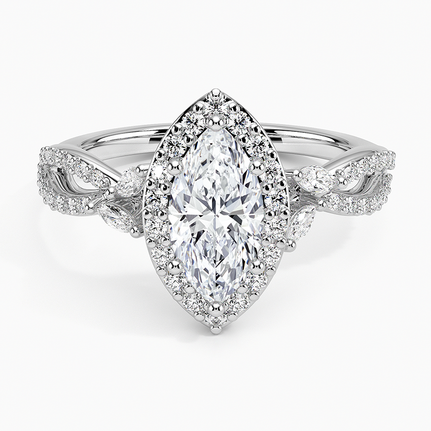 1.30 Karat Marquise Halo Tasarım Tektaş Laboratuvar Pırlanta Yüzük 18K -Coronae - Bold Diamonds