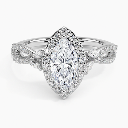 1.30 Karat Marquise Halo Tasarım Tektaş Laboratuvar Pırlanta Yüzük 18K -Coronae - Bold Diamonds