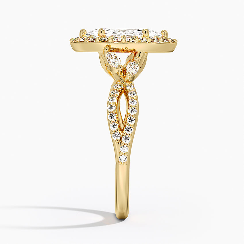 1.30 Karat Marquise Halo Tasarım Tektaş Laboratuvar Pırlanta Yüzük 18K -Coronae - Bold Diamonds
