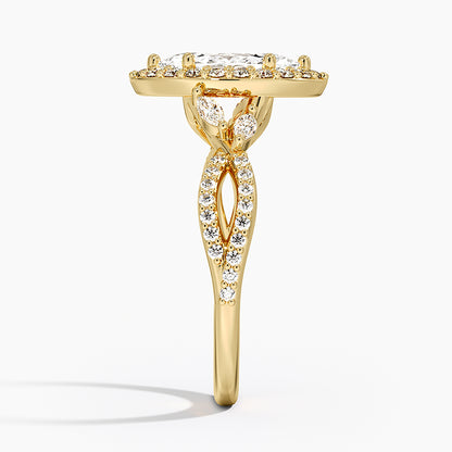 1.30 Karat Marquise Halo Tasarım Tektaş Laboratuvar Pırlanta Yüzük 18K -Coronae - Bold Diamonds
