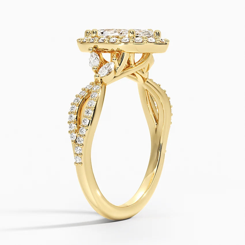 1.30 Karat Marquise Halo Tasarım Tektaş Laboratuvar Pırlanta Yüzük 18K -Coronae - Bold Diamonds