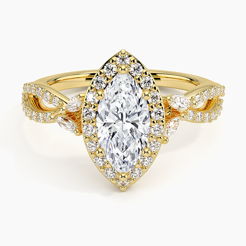 1.30 Karat Marquise Halo Tasarım Tektaş Laboratuvar Pırlanta Yüzük 18K -Coronae - Bold Diamonds