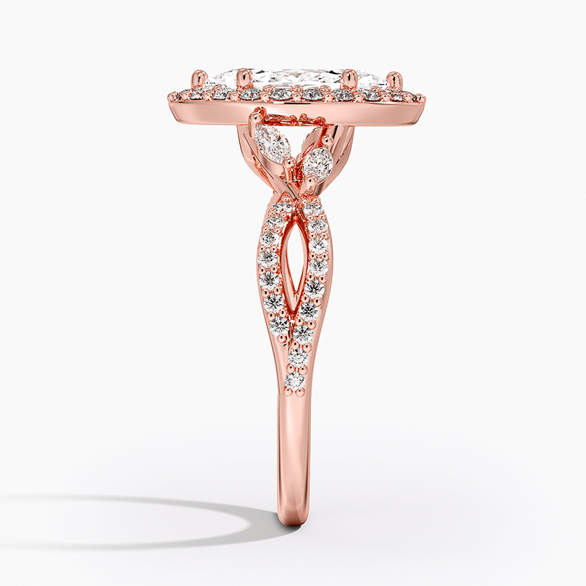 1.30 Karat Marquise Halo Tasarım Tektaş Laboratuvar Pırlanta Yüzük 18K -Coronae - Bold Diamonds