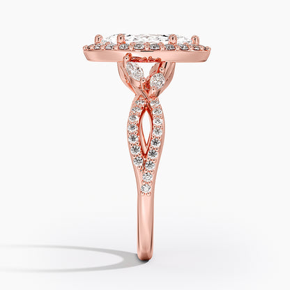 1.30 Karat Marquise Halo Tasarım Tektaş Laboratuvar Pırlanta Yüzük 18K -Coronae - Bold Diamonds