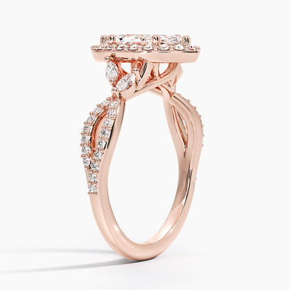 1.30 Karat Marquise Halo Tasarım Tektaş Laboratuvar Pırlanta Yüzük 18K -Coronae - Bold Diamonds