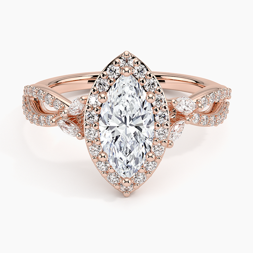1.30 Karat Marquise Halo Tasarım Tektaş Laboratuvar Pırlanta Yüzük 18K -Coronae - Bold Diamonds