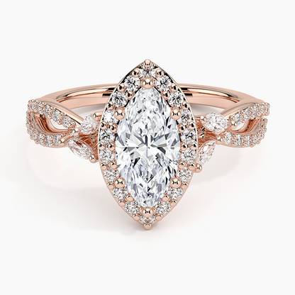 1.30 Karat Marquise Halo Tasarım Tektaş Laboratuvar Pırlanta Yüzük 18K -Coronae - Bold Diamonds
