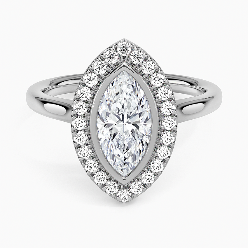 1,30 Karat Marquise Halo Tasarım Tektaş Laboratuvar Pırlanta Yüzük 18K - Eterna - Bold Diamonds