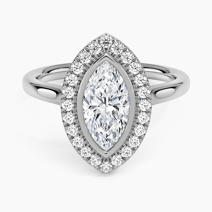 1,30 Karat Marquise Halo Tasarım Tektaş Laboratuvar Pırlanta Yüzük 18K - Eterna - Bold Diamonds