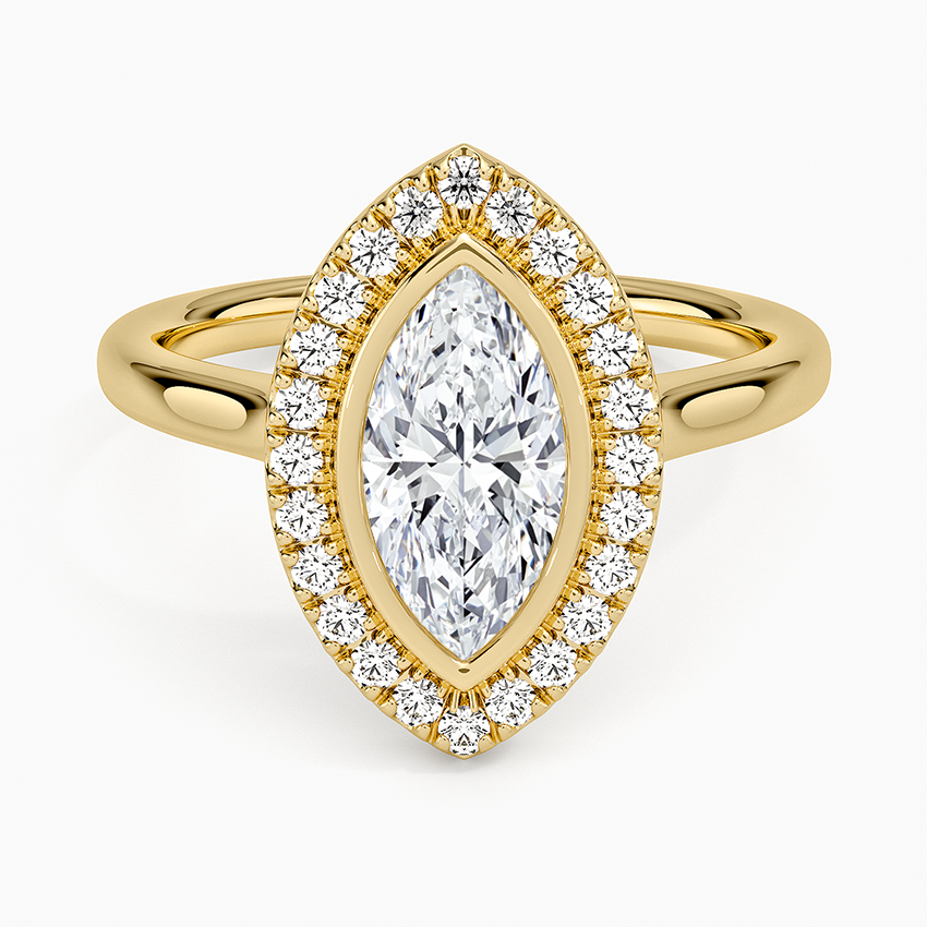 1,30 Karat Marquise Halo Tasarım Tektaş Laboratuvar Pırlanta Yüzük 18K - Eterna - Bold Diamonds