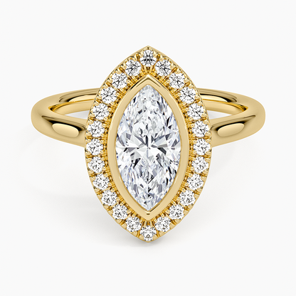 1,30 Karat Marquise Halo Tasarım Tektaş Laboratuvar Pırlanta Yüzük 18K - Eterna - Bold Diamonds