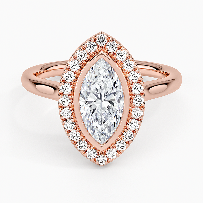 1,30 Karat Marquise Halo Tasarım Tektaş Laboratuvar Pırlanta Yüzük 18K - Eterna - Bold Diamonds