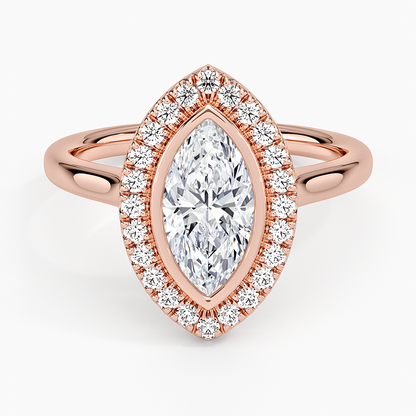 1,30 Karat Marquise Halo Tasarım Tektaş Laboratuvar Pırlanta Yüzük 18K - Eterna - Bold Diamonds