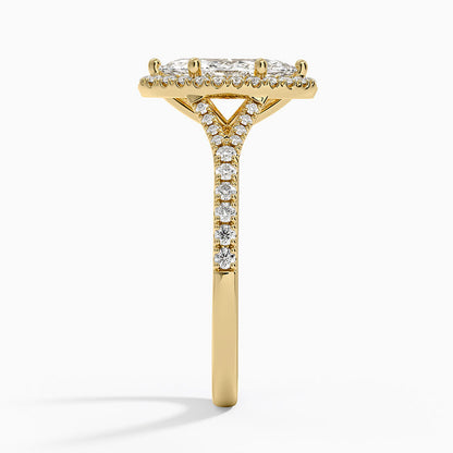 1,30 Karat Marquise Halo Tasarım Tektaş Laboratuvar Pırlanta Yüzük 18K -Novara - Bold Diamonds