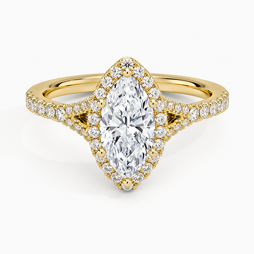 1,30 Karat Marquise Halo Tasarım Tektaş Laboratuvar Pırlanta Yüzük 18K -Novara - Bold Diamonds