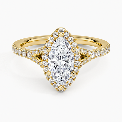 1,30 Karat Marquise Halo Tasarım Tektaş Laboratuvar Pırlanta Yüzük 18K -Novara - Bold Diamonds