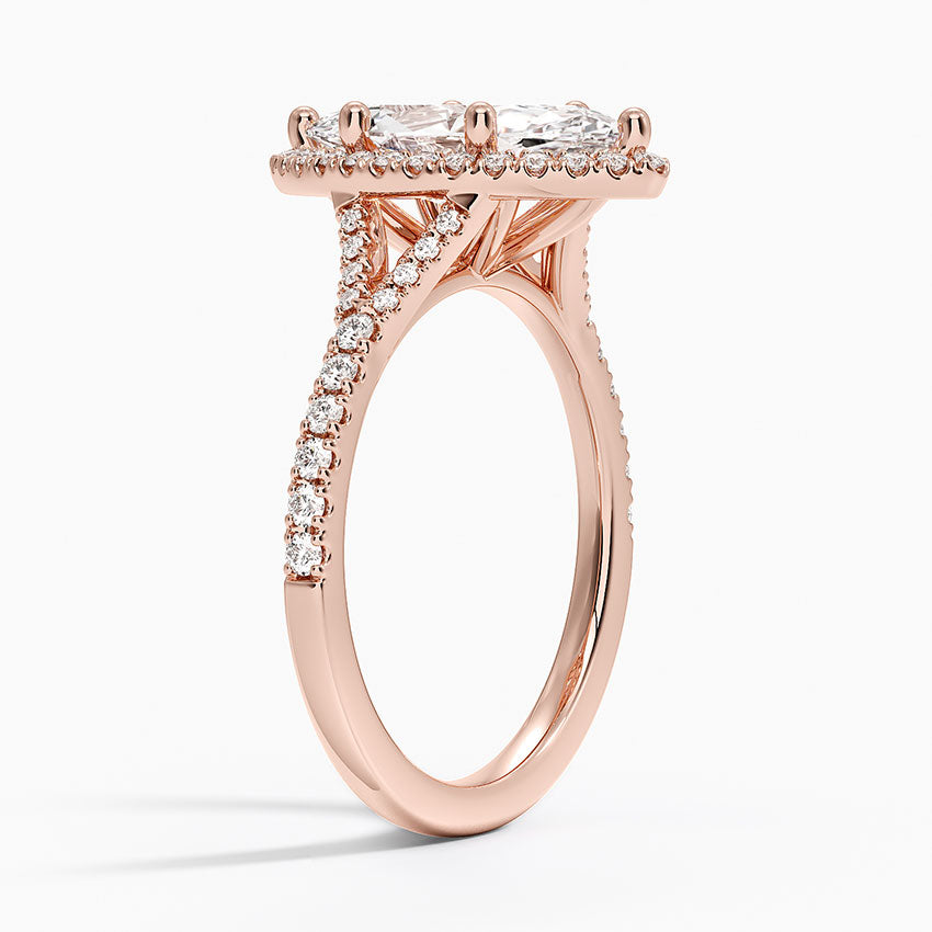 1,30 Karat Marquise Halo Tasarım Tektaş Laboratuvar Pırlanta Yüzük 18K -Novara - Bold Diamonds