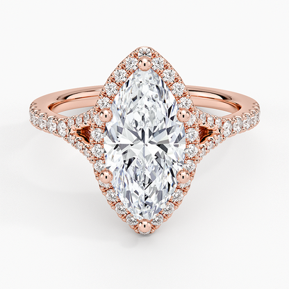 1,30 Karat Marquise Halo Tasarım Tektaş Laboratuvar Pırlanta Yüzük 18K -Novara - Bold Diamonds